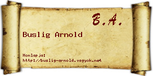 Buslig Arnold névjegykártya